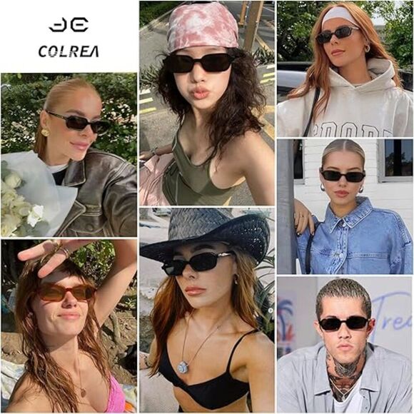 Trendy Retro 90s Small Square Rectangle Sunglasses for Women UV400 Protection main image 5